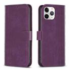 For iPhone 11 Pro Plaid Embossed Leather Phone Case(Purple) - 1