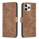 For iPhone 11 Pro Max Plaid Embossed Leather Phone Case(Brown) - 1
