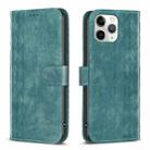 For iPhone 11 Pro Max Plaid Embossed Leather Phone Case(Green) - 1