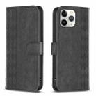 For iPhone 11 Pro Max Plaid Embossed Leather Phone Case(Black) - 1