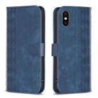 For iPhone X / XS Plaid Embossed Leather Phone Case(Blue) - 1