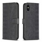 For iPhone X / XS Plaid Embossed Leather Phone Case(Black) - 1