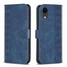 For iPhone XR Plaid Embossed Leather Phone Case(Blue) - 1