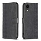 For iPhone XR Plaid Embossed Leather Phone Case(Black) - 1