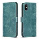 For iPhone XS Max Plaid Embossed Leather Phone Case(Green) - 1
