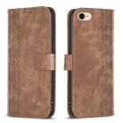 For iPhone SE 2022 / 7 / 8 Plaid Embossed Leather Phone Case(Brown) - 1