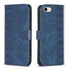 For iPhone SE 2022 / 7 / 8 Plaid Embossed Leather Phone Case(Blue) - 1