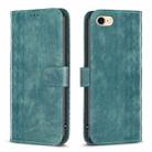 For iPhone SE 2022 / 7 / 8 Plaid Embossed Leather Phone Case(Green) - 1