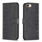 For iPhone SE 2022 / 7 / 8 Plaid Embossed Leather Phone Case(Black) - 1