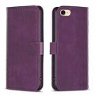 For iPhone SE 2022 / 7 / 8 Plaid Embossed Leather Phone Case(Purple) - 1