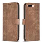 For iPhone 7 Plus / 8 Plus Plaid Embossed Leather Phone Case(Brown) - 1