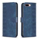 For iPhone 7 Plus / 8 Plus Plaid Embossed Leather Phone Case(Blue) - 1