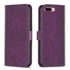 For iPhone 7 Plus / 8 Plus Plaid Embossed Leather Phone Case(Purple) - 1