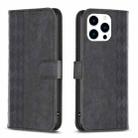 For iPhone 15 Pro Max Plaid Embossed Leather Phone Case(Black) - 1