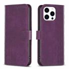 For iPhone 15 Pro Max Plaid Embossed Leather Phone Case(Purple) - 1
