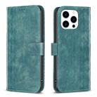 For iPhone 15 Pro Plaid Embossed Leather Phone Case(Green) - 1