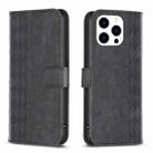 For iPhone 15 Pro Plaid Embossed Leather Phone Case(Black) - 1