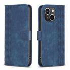 For iPhone 15 Plus Plaid Embossed Leather Phone Case(Blue) - 1