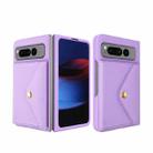 For Google Pixel Fold Litchi Texture Integrated Phone Case with Card Bag(Purple) - 1