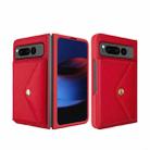 For Google Pixel Fold Litchi Texture Integrated Phone Case with Card Bag(Red) - 1