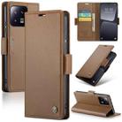 For Xiaomi 13 CaseMe 023 Butterfly Buckle Litchi Texture RFID Anti-theft Leather Phone Case(Brown) - 1