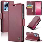 For Xiaomi 13 Lite CaseMe 023 Butterfly Buckle Litchi Texture RFID Anti-theft Leather Phone Case(Wine Red) - 1
