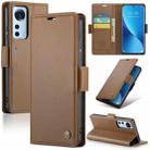 For Xiaomi 12 / 12X / 12S CaseMe 023 Butterfly Buckle Litchi Texture RFID Anti-theft Leather Phone Case(Brown) - 1
