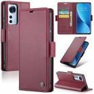 For Xiaomi 12 / 12X / 12S CaseMe 023 Butterfly Buckle Litchi Texture RFID Anti-theft Leather Phone Case(Wine Red) - 1