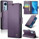 For Xiaomi 12 / 12X / 12S CaseMe 023 Butterfly Buckle Litchi Texture RFID Anti-theft Leather Phone Case(Pearly Purple) - 1