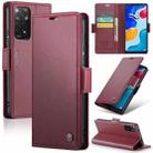 For Xiaomi Redmi Note 11 4G Global CaseMe 023 Butterfly Buckle Litchi Texture RFID Anti-theft Leather Phone Case(Wine Red) - 1