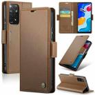 For Xiaomi Redmi Note 11S Global CaseMe 023 Butterfly Buckle Litchi Texture RFID Anti-theft Leather Phone Case(Brown) - 1