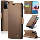 For Xiaomi Redmi Note 10 4G/Note 10S CaseMe 023 Butterfly Buckle Litchi Texture RFID Anti-theft Leather Phone Case(Brown) - 1