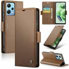 For Xiaomi Poco X5 5G CaseMe 023 Butterfly Buckle Litchi Texture RFID Anti-theft Leather Phone Case(Brown) - 1