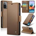 CaseMe 023 Butterfly Buckle Litchi Texture RFID Anti-theft Leather Phone Case For Xiaomi Redmi Note 10 Pro Max/Redmi Note 10 Pro 4G(Brown) - 1