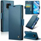For Xiaomi Redmi Note 9S/Note 9 Pro/Note 9 Pro Max CaseMe 023 Butterfly Buckle Litchi Texture RFID Anti-theft Leather Phone Case(Blue) - 1