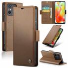 For Xiaomi Redmi 11A/12C CaseMe 023 Butterfly Buckle Litchi Texture RFID Anti-theft Leather Phone Case(Brown) - 1