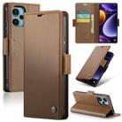 For Xiaomi Poco F5 5G/Redmi Note 12 Turbo 5G CaseMe 023 Butterfly Buckle Litchi Texture RFID Anti-theft Leather Phone Case(Brown) - 1