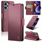 For Xiaomi Poco F5 5G/Redmi Note 12 Turbo 5G CaseMe 023 Butterfly Buckle Litchi Texture RFID Anti-theft Leather Phone Case(Wine Red) - 1