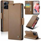 For Xiaomi Redmi Note 12 4G Global CaseMe 023 Butterfly Buckle Litchi Texture RFID Anti-theft Leather Phone Case(Brown) - 1