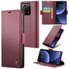 For Xiaomi 13T/13T Pro CaseMe 023 Butterfly Buckle Litchi Texture RFID Anti-theft Leather Phone Case(Wine Red) - 1