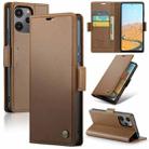 For Xiaomi Redmi 12 4G／12 5G／Note 12R／POCO M6 Pro 5G CaseMe 023 Butterfly Buckle Litchi Texture RFID Anti-theft Leather Phone Case(Brown) - 1