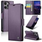 For Xiaomi Redmi 12 4G／12 5G／Note 12R／POCO M6 Pro 5G CaseMe 023 Butterfly Buckle Litchi Texture RFID Anti-theft Leather Phone Case(Pearly Purple) - 1