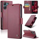 For Xiaomi Redmi 13C 4G / 13C 5G CaseMe 023 Butterfly Buckle Litchi Texture RFID Anti-theft Leather Phone Case(Wine Red) - 1