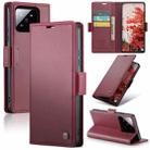 For Xiaomi 14 Pro CaseMe 023 Butterfly Buckle Litchi Texture RFID Anti-theft Leather Phone Case(Wine Red) - 1