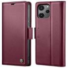 For Xiaomi Poco C65 4G CaseMe 023 Butterfly Buckle Litchi Texture RFID Anti-theft Leather Phone Case(Wine Red) - 1