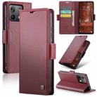 For Xiaomi Redmi Note 13 5G CaseMe 023 Butterfly Buckle Litchi Texture RFID Anti-theft Leather Phone Case(Wine Red) - 1