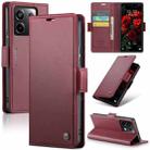 For Xiaomi Redmi Note 13 Pro 5G CaseMe 023 Butterfly Buckle Litchi Texture RFID Anti-theft Leather Phone Case(Wine Red) - 1