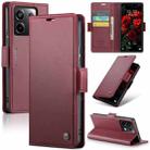 For Xiaomi Poco X6 5G CaseMe 023 Butterfly Buckle Litchi Texture RFID Anti-theft Leather Phone Case(Wine Red) - 1