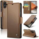 For Xiaomi Redmi Note 13 Pro+ 5G CaseMe 023 Butterfly Buckle Litchi Texture RFID Anti-theft Leather Phone Case(Brown) - 1