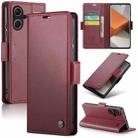 For Xiaomi Redmi Note 13 Pro+ 5G CaseMe 023 Butterfly Buckle Litchi Texture RFID Anti-theft Leather Phone Case(Wine Red) - 1